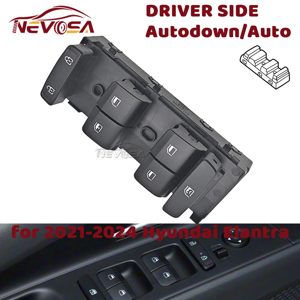 Front Left Driver For 2021 2022 2023 2024 Hyundai Elantra Electric Power Window Control Switch Button 93571AA2004X 93571AA1004X