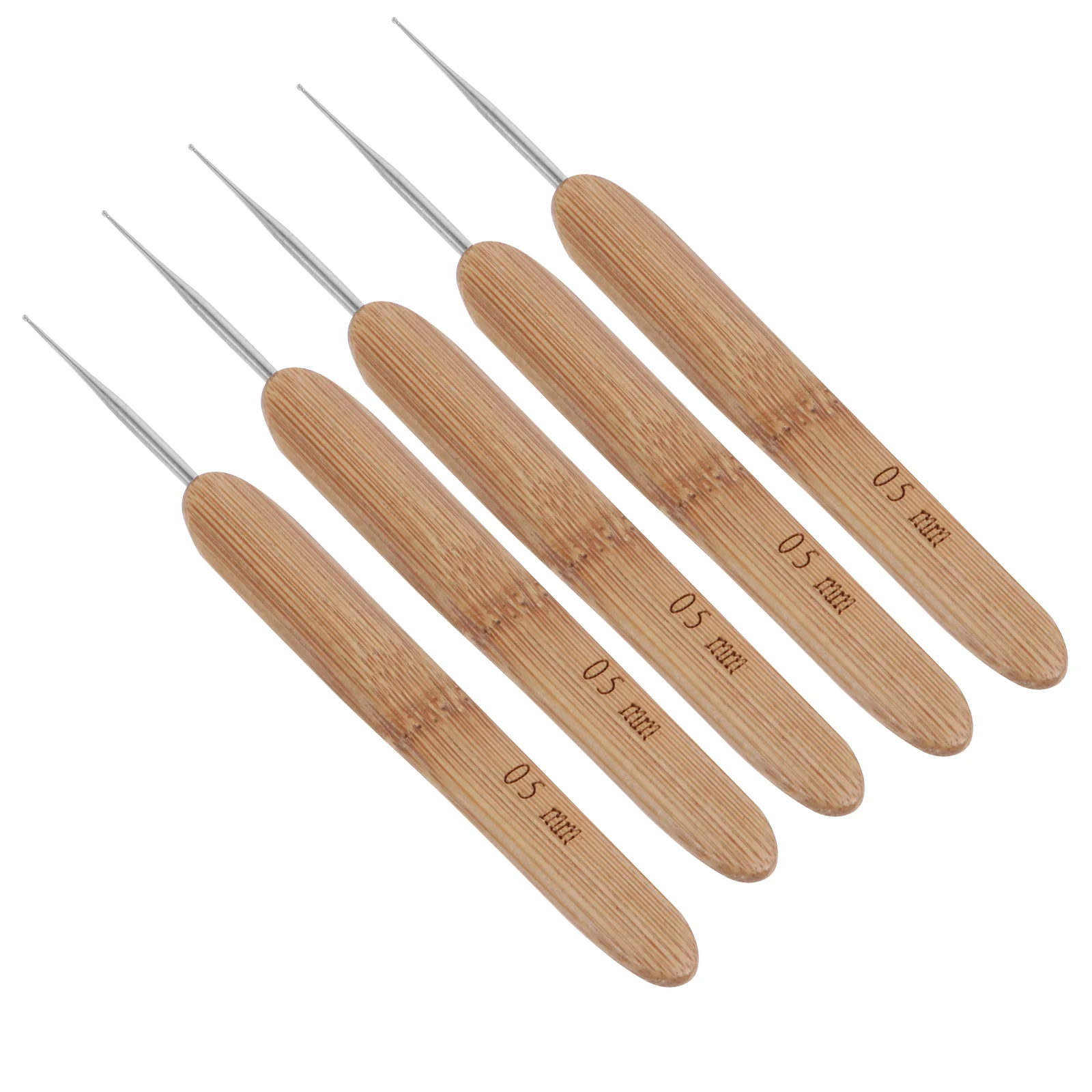 5 Pcs Dread Braider Dreadlocks Crochet Needles Interlock Knitting Suite Bamboo Handle Wood Hairdressing Tool