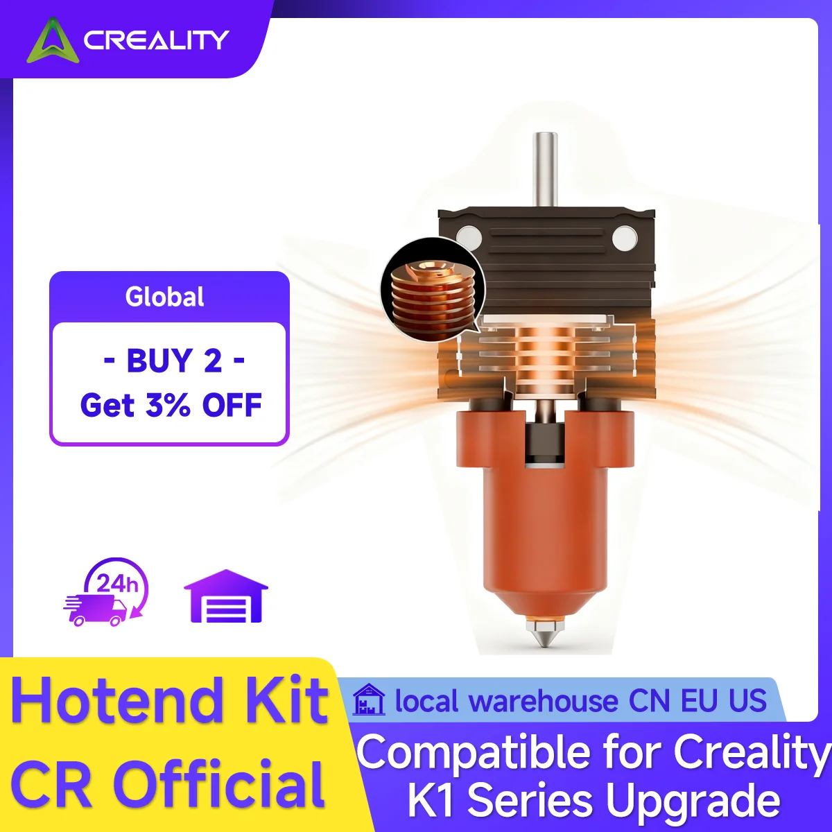 

Комплект сопел Creality K1 Series Hotend, обновленная быстрая замена для серии K1/K1 Max/K1C, керамический нагревательный блок, комплект Hotend Unicorn