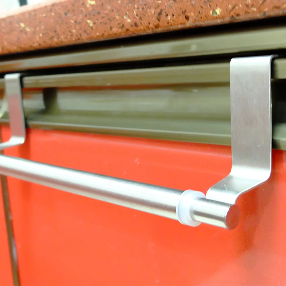 

Stainless Steel Towel Rack Single Pole Shelf Door Back Telescopic Rod Hanging Cabinet Storage Multi-Purpose Silver