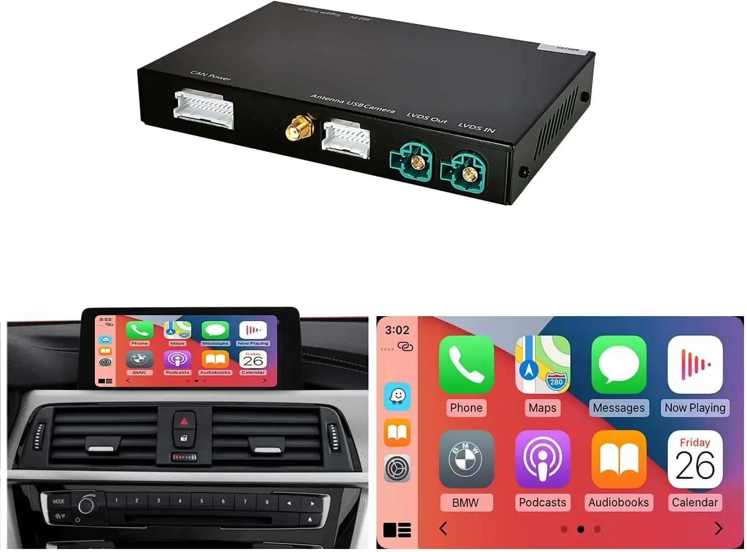 Wireless Carplay Retrofit Kit Decoder for BMW NBT System 1 2 3 4 5 6 7 Series X3 X4 X5 X6 i8 2012-2016 Year, Support And