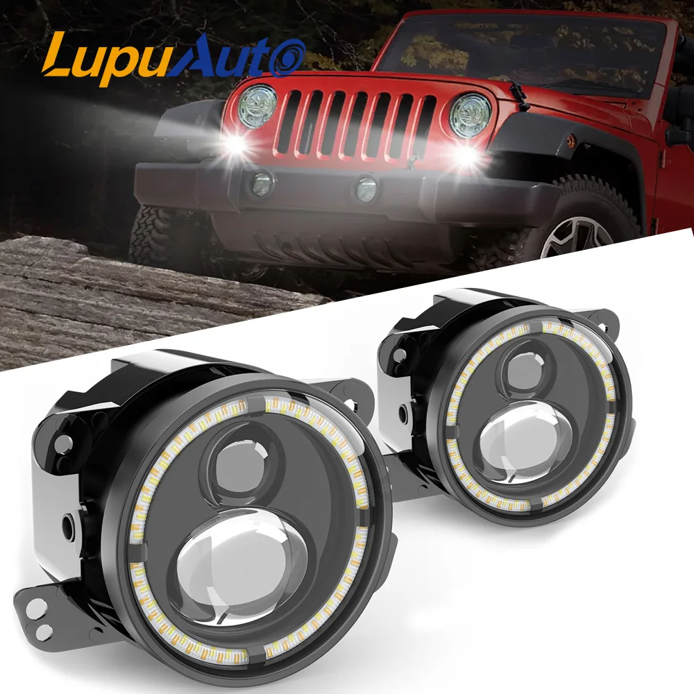 

4-дюймовые светодиодные противотуманные фары с белым кольцом указателя поворота для Jeep Wrangler unlimited JK 4-дверные 2007 ~ 2015 Автомобильные передние противотуманные фары