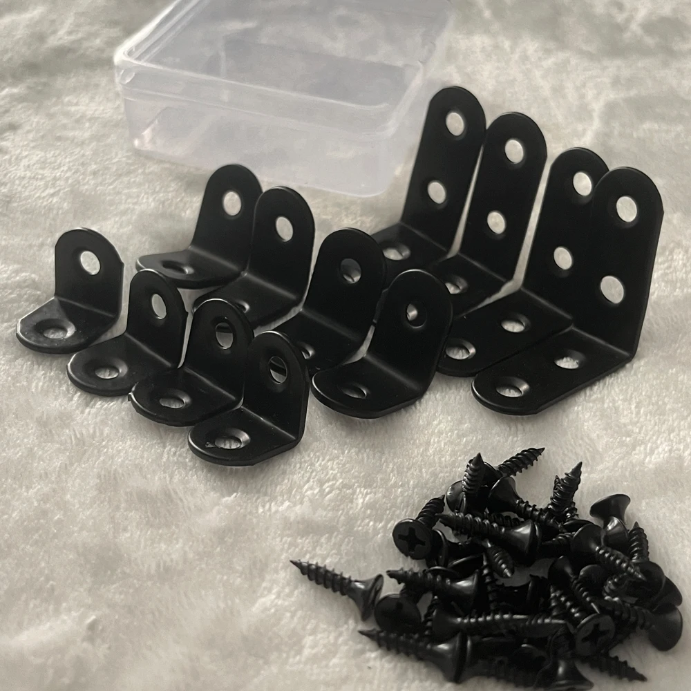 4 Pcs/Set L Shape Fixed Bracket 90 Degree Wood Board Support Connector Black Corner Code Connector New Thickened Stainles Steel