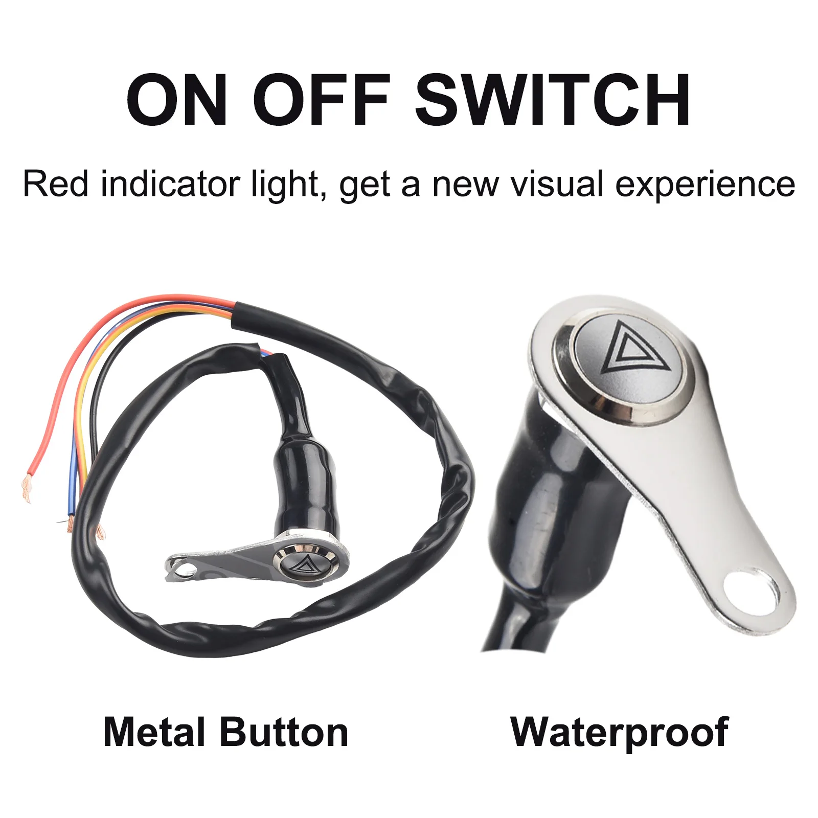 

High Quality Material Handlebar Mount Switch 12V Switch Spotlight Switch Copper Wires Fog Light Switch Red LED Indicator