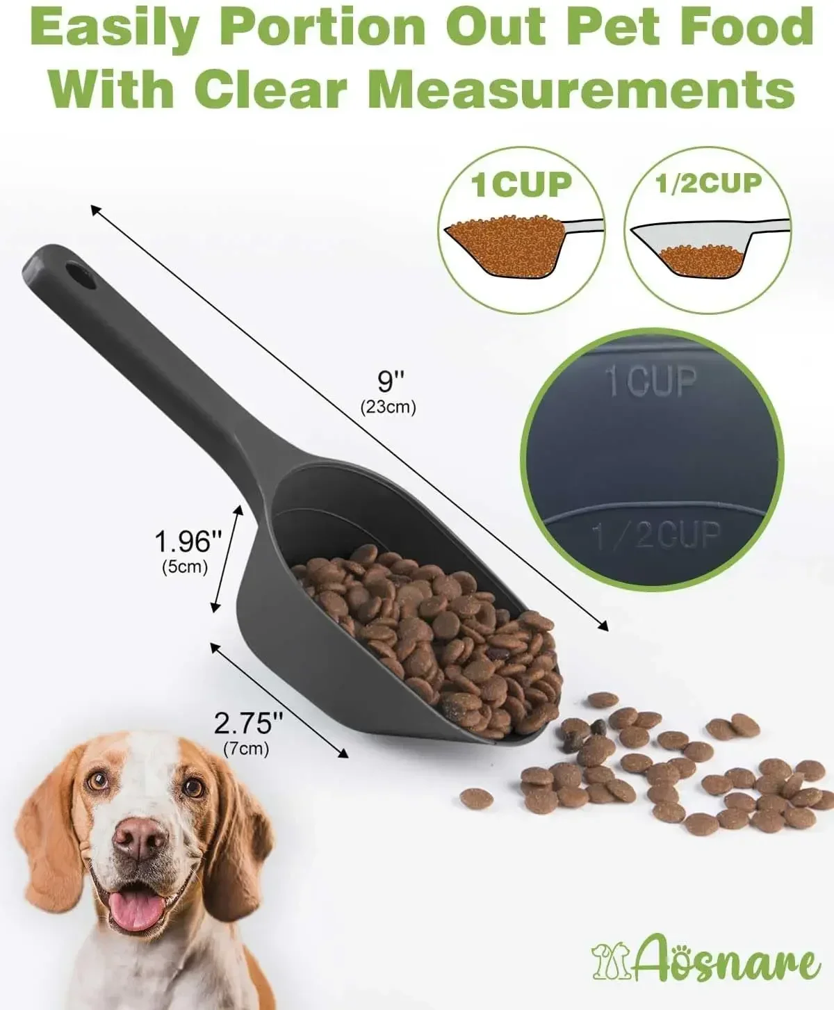 3 PACK Dog Food Scoop 1 Cup Capacity Pet Food Scoop With Measuring Lines For Dog Puppy and Cat
