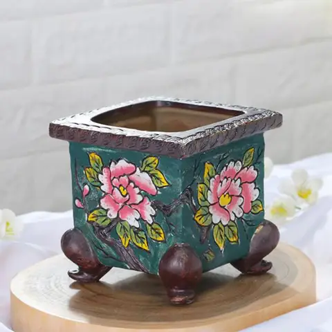 韓国スタイル手描き花柄セラミック多肉植物ポット盆栽花瓶プランター Flowetpot 装飾品庭の家の装飾