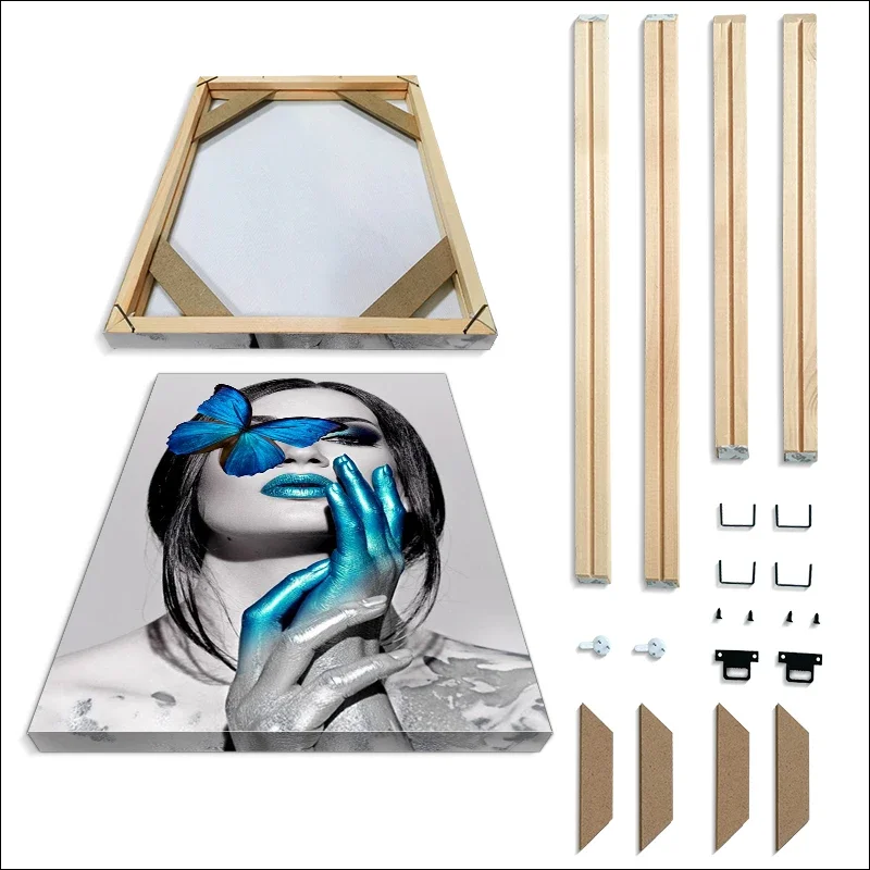 Massivholz-Foto-Bilderrahmen, DIY-Kampferholzrahmen, für Leinwand, Poster, Diamantmalerei, Wandrahmen 50, 60, 70, 80, 90 cm