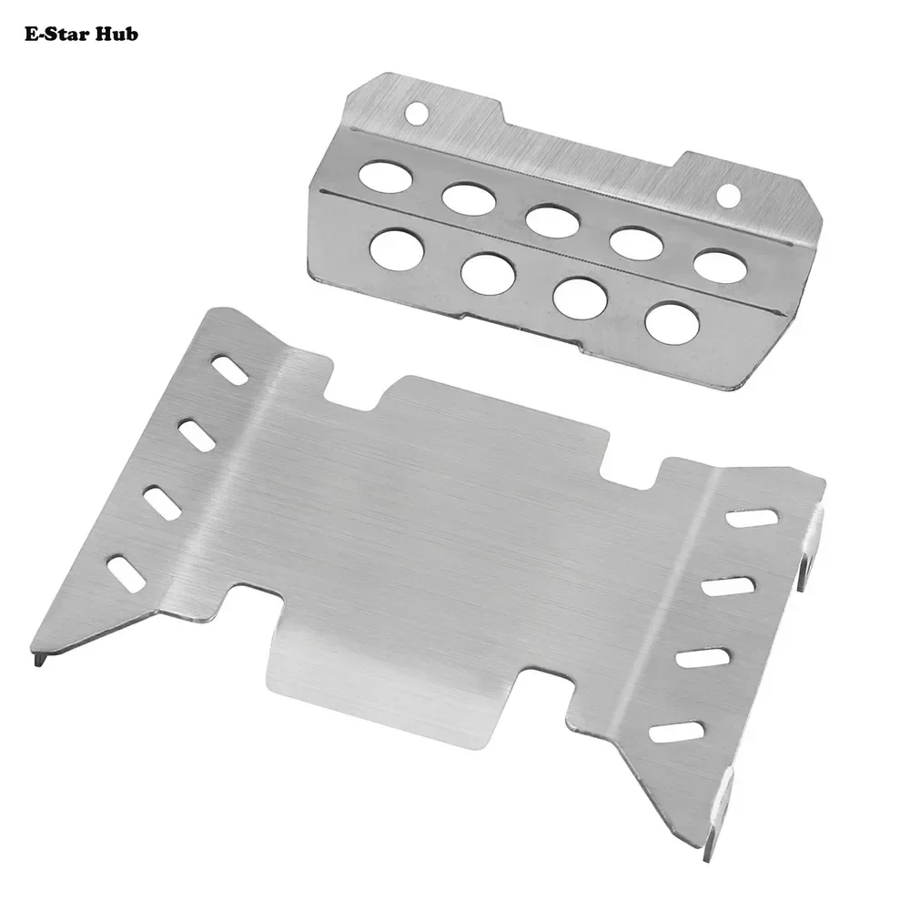 E-Star Hub Stainless Steel Front and Rear Chassis Armor Protector for 1/10 RGT EX86020 86020 LC71 Metal Upgrade Parts RC Car OP