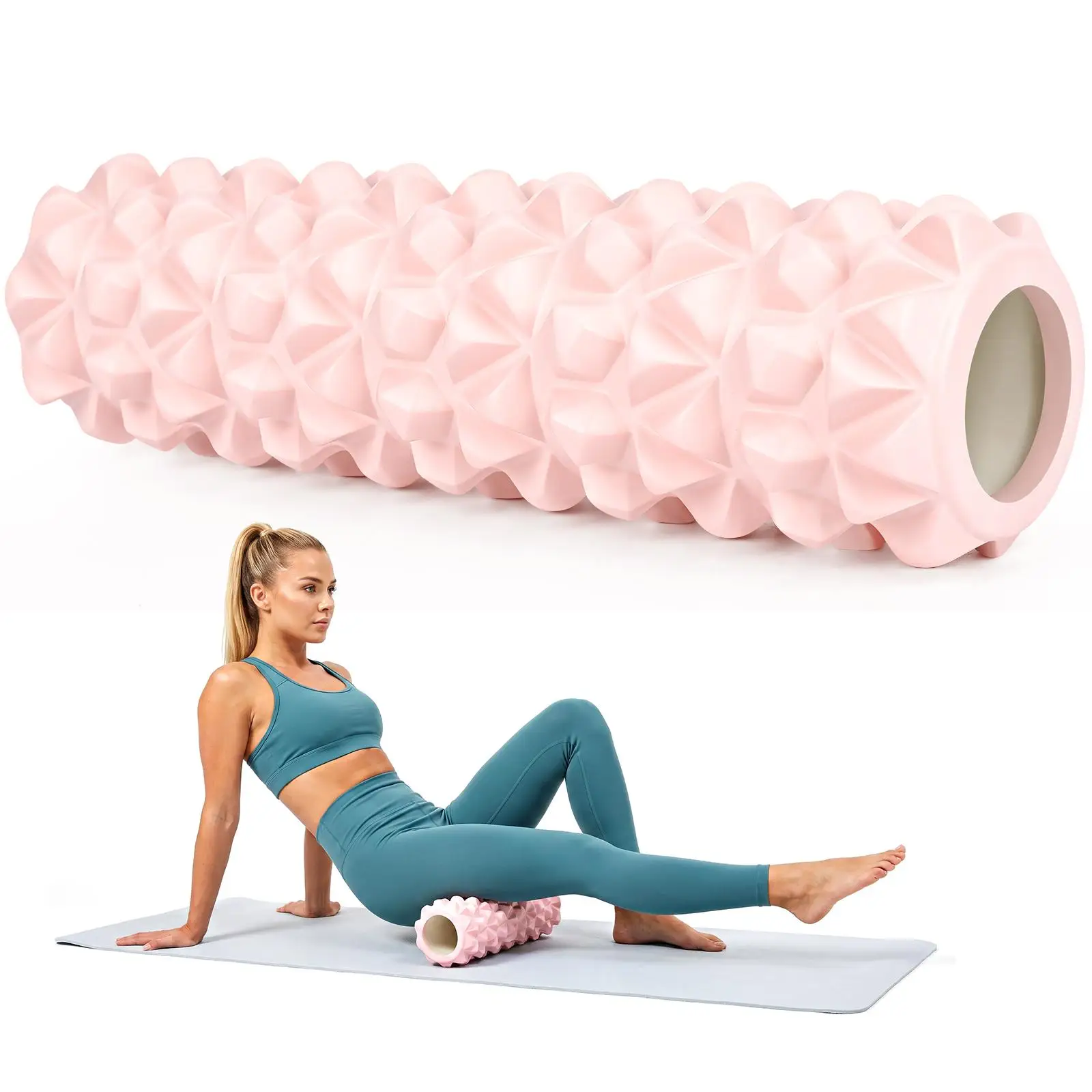 12-Inch 30cm EVA Foam Roller for Deep Tissue Massage Trigger Point Muscle Soreness Relief Yoga Pilates Exercise Roller Home Gym Fitness Workout Equipment Body Recovery