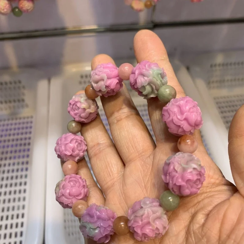 

Hot-Selling Colorful Salt Source Agate Bracelet Sugar Cube Phoenix Pierced Peony Bracelet Landscape Round Bead Lotus Bracelet fo