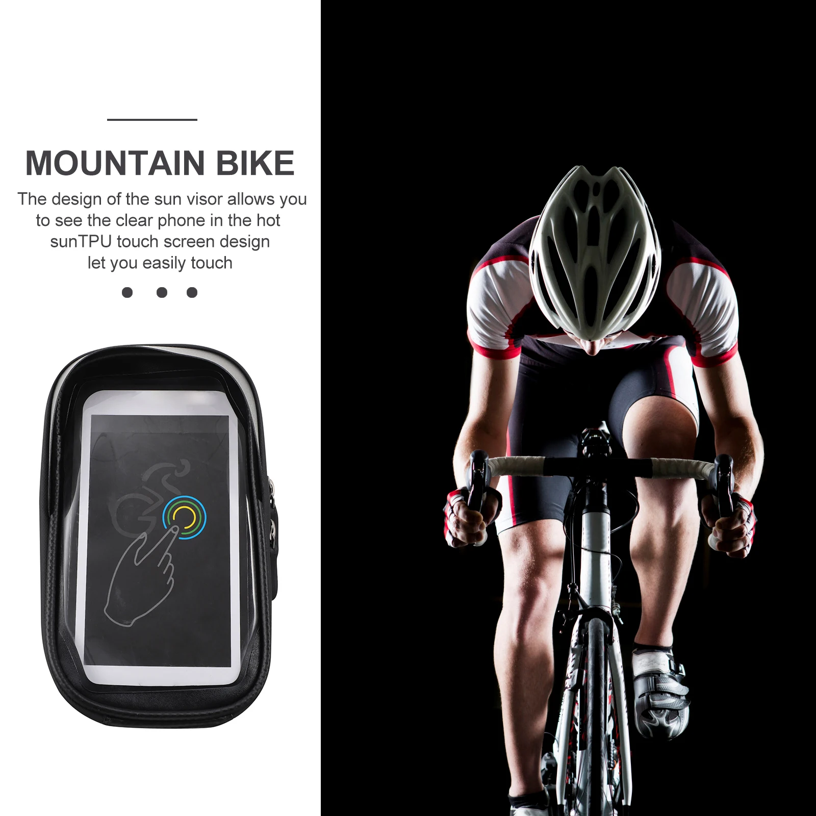 

Bike Top Tube Bag Handlebar Pouch Cycling Accessory Black Composite Material