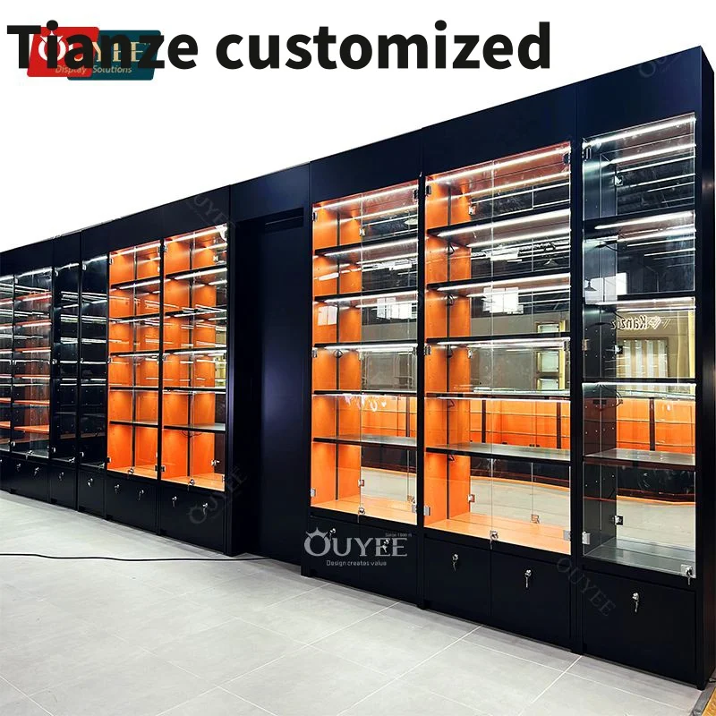 

Customized-Customized Hookah Shelf Display Store Glass Display Cabinet Shop Display Showcase Smoke Shop With Loc