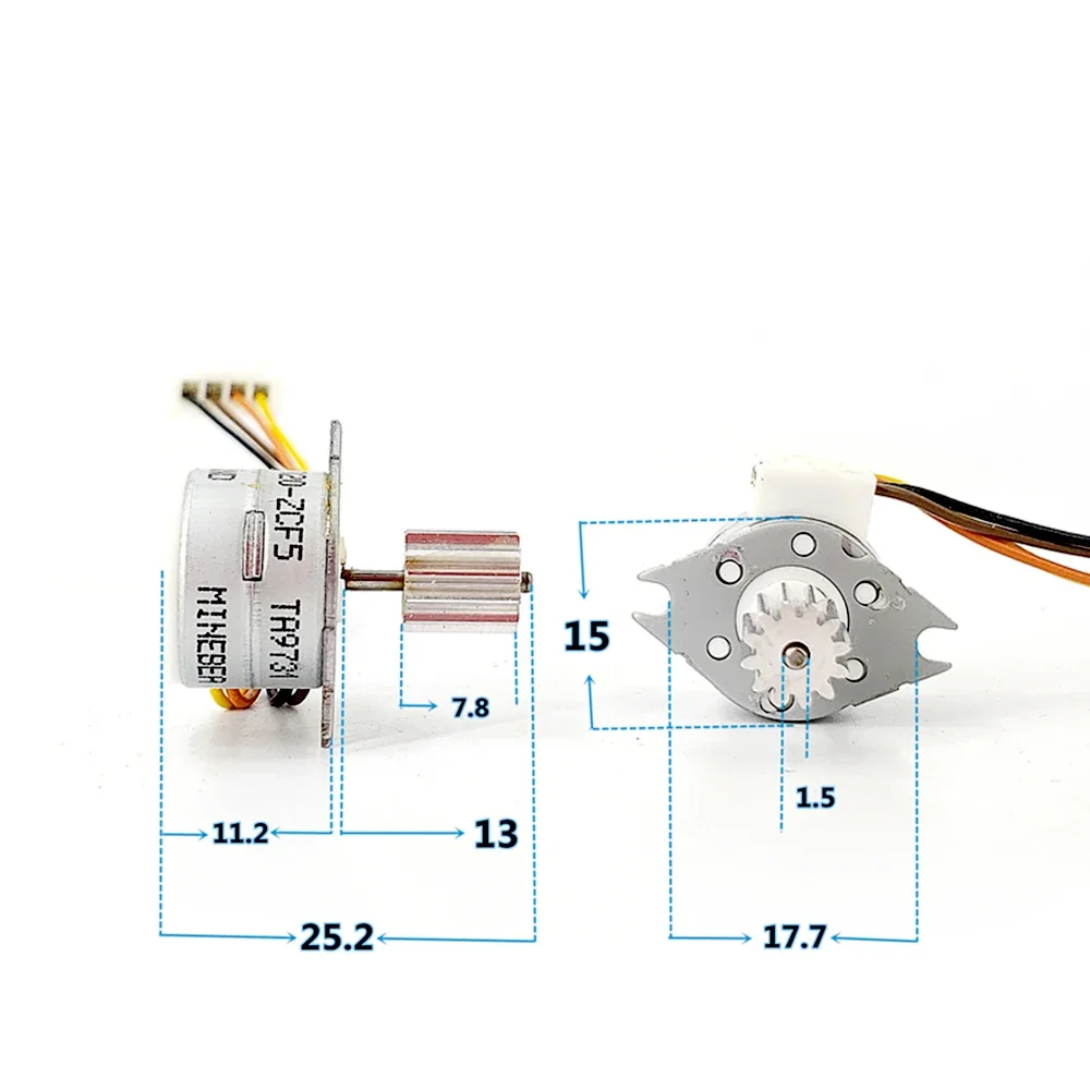 Micro 2-Phase 4-Wire Stepper Motor Mini 15mm Stepping Motor 18 Degrees with Aluminum Gear for Digital Products Camera