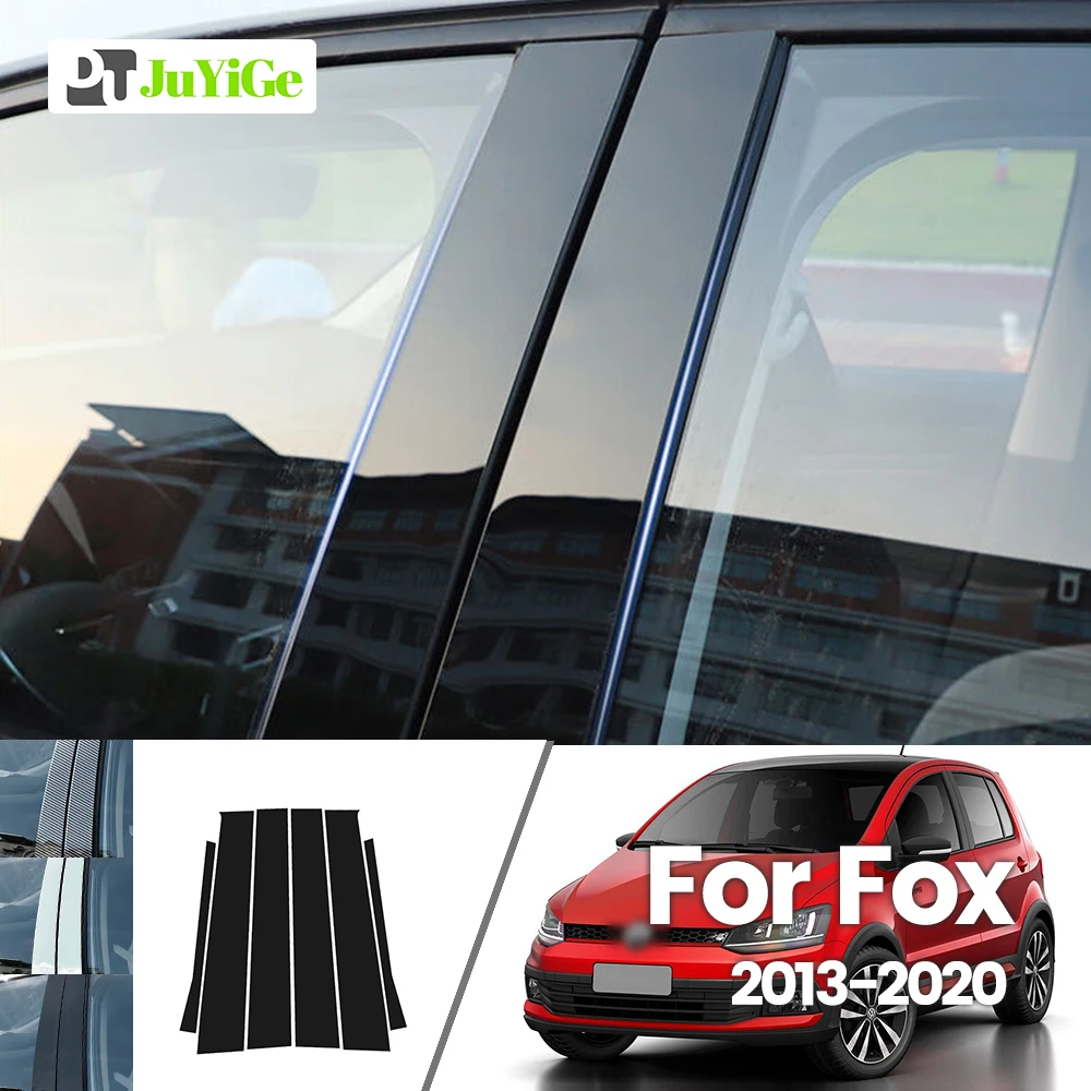 

For Volkswagen Fox 2013-2020 2014 2015 2016 2017 Bright Black Carbon Fibre Window Door B C Sticker