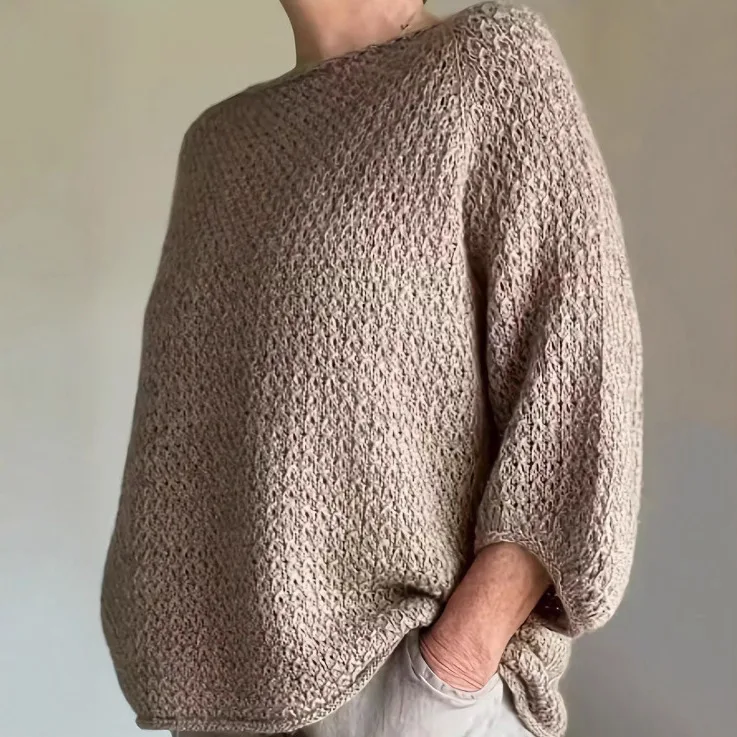 

One-word Collar Loose Thick Needle Lazy Wind Sweater Women's Autumn Design Sense Good-looking Knitted Sweater Top