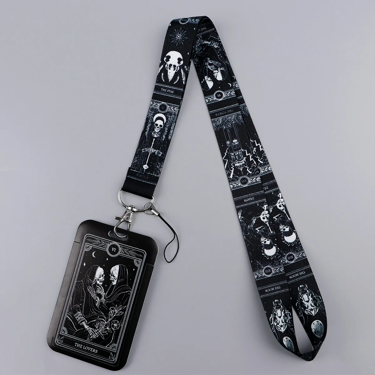 Gothic Skull Tarot Cards Credential Holder Pattern Neck Strap Lanyard for Key Keychain USB Badge Holder Keyring Accessories Gift
