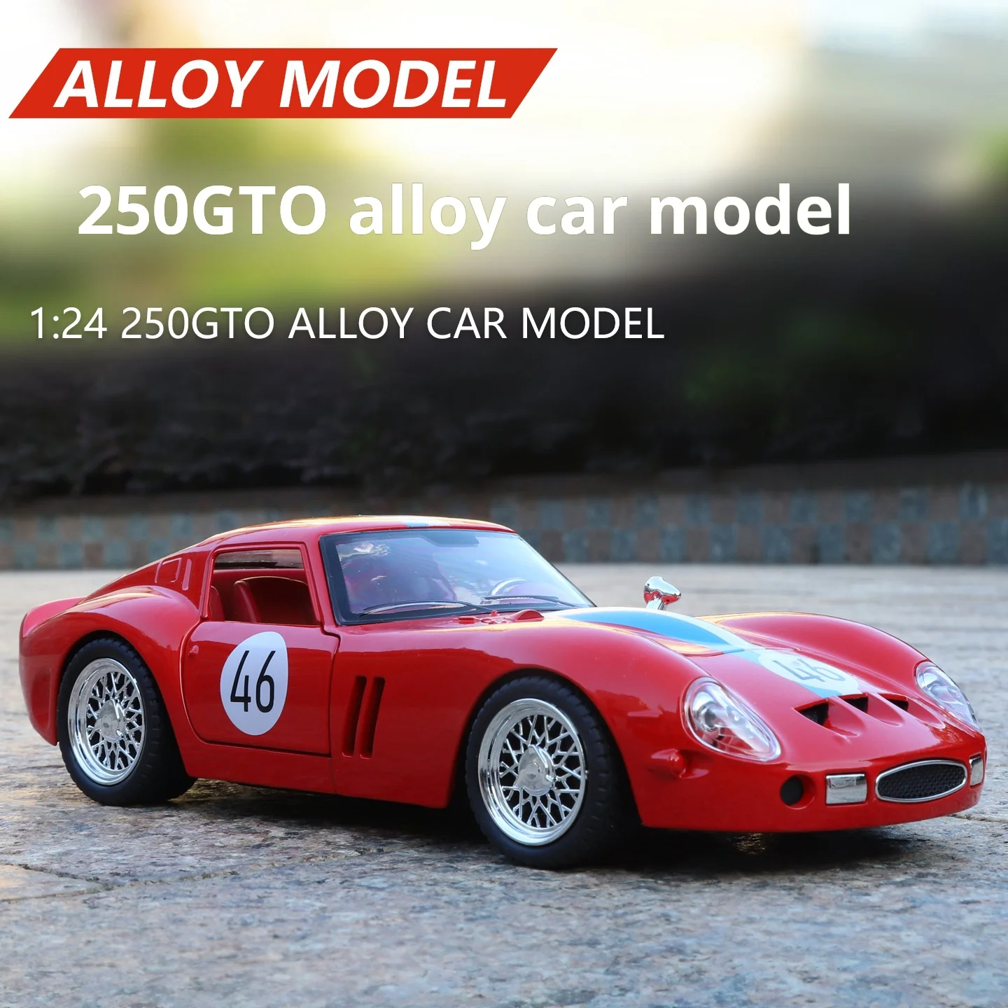 

1:24 Ferrari 250 GTO Diecast Alloy Car Model Sports Car Collectible Decoration Sound Light Pull Back Collect Gift Kid Decoration