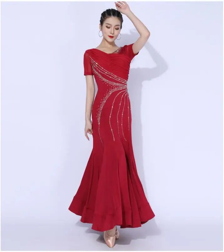 Women\'s Modern Performance Ballroom Dance Competition Dress Big Swing Skirt Waltz Clothes National Standard Dance Costumes