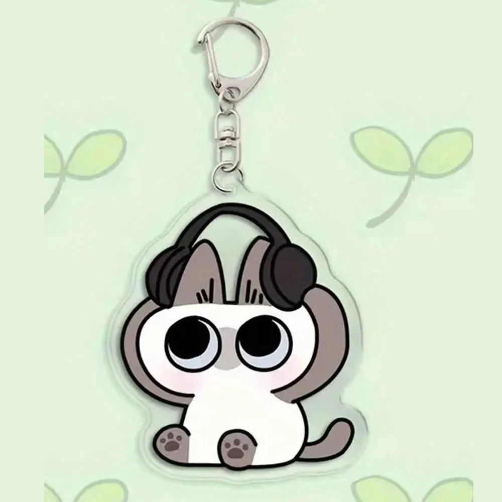 Cartoon Acrylic Keychain Whimsical Siamese Cat Design Animal Shaped Keyring With Lobster Clasp Cute Cat Pendent For Decoration