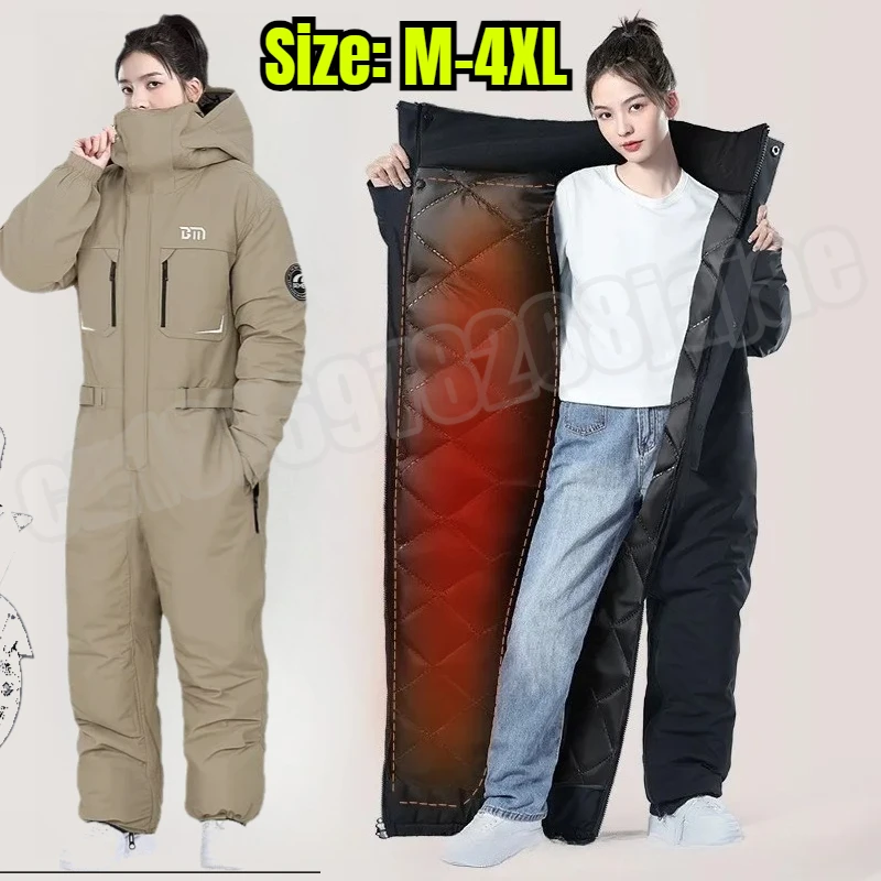 

Winter Cycling Coldproof Clothing Motorcycle Windproof Jumpsuit,Cotton Thickened Waterproof Multi-color Ski Suit with Hip Zipper