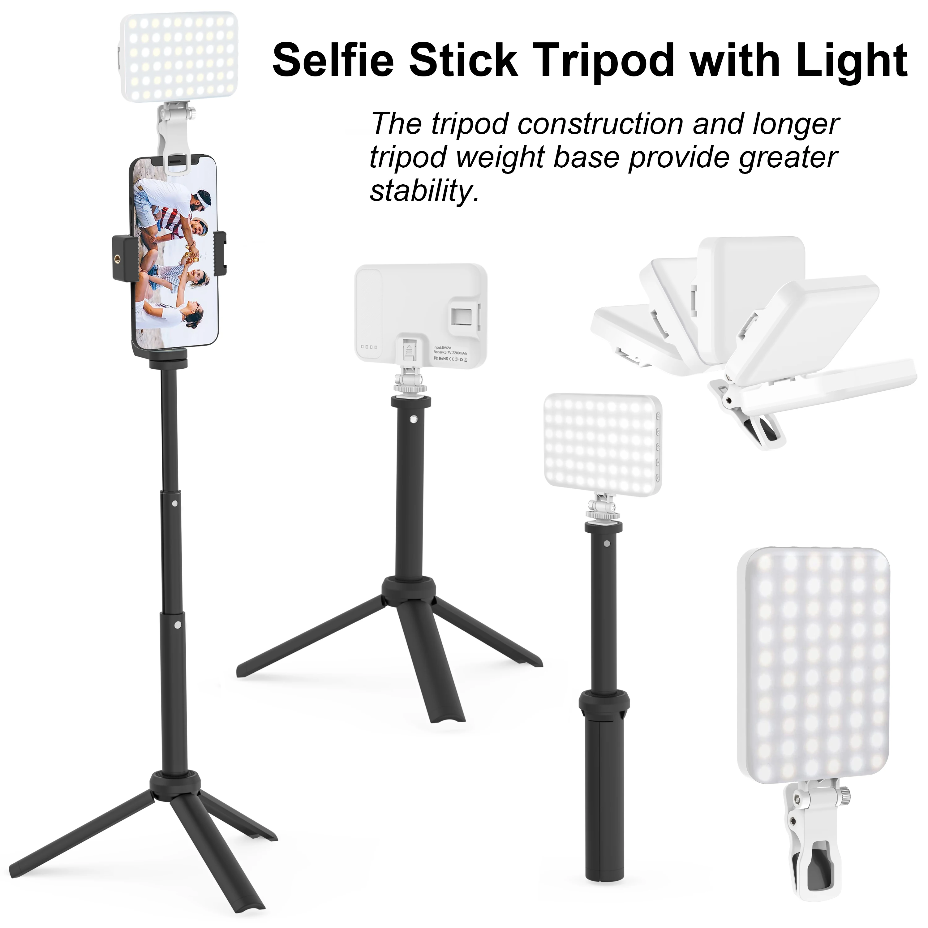 Led Photo Fill Light Dimmable Adjustable Stand,for Phone,iPhone,Photography Video Lighting for Video Recording Streaming Filming