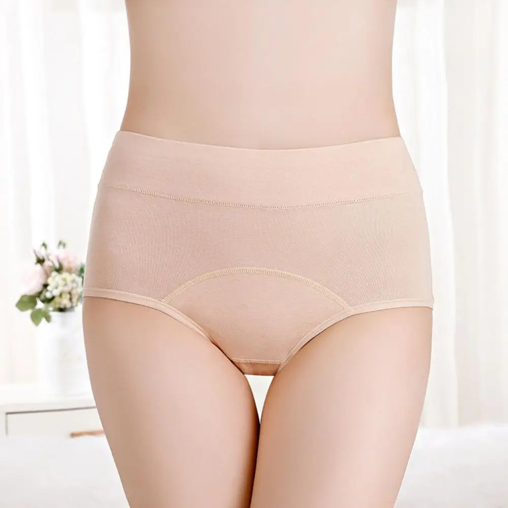 

Women Panties, Solid Color, High Waist, Seamless, Elastic Period Prevent Leakage Briefs, Menstrual Underpants, Female Underwear