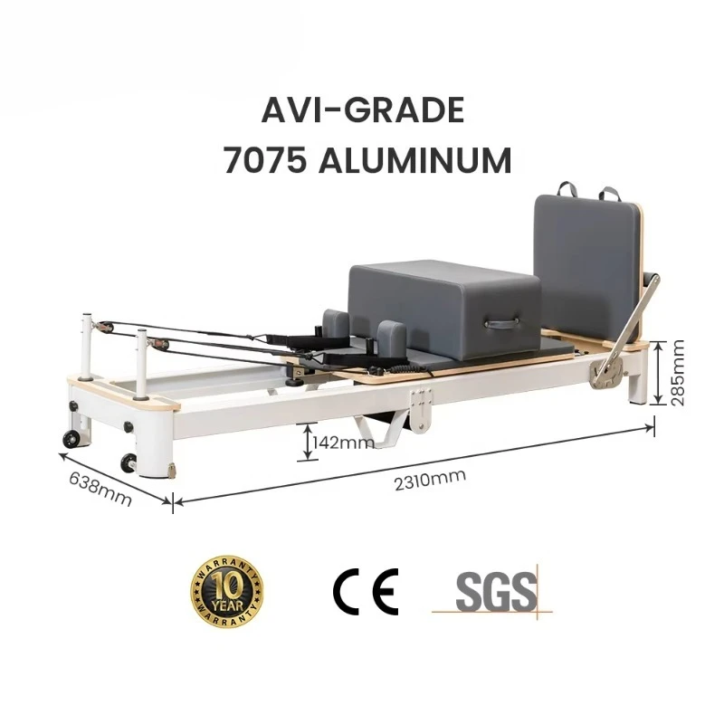 CE Approved Quiet Pilates Reformer - Foldable Aluminum Rehabilitation Training Machine for Home & Studio view 2