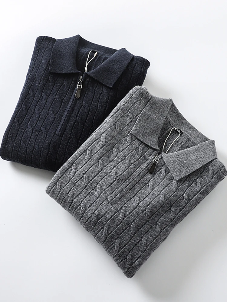

High-End Series Soft Woolen Ne Knitted Sweater Casual Commute Men's Faion Winter Warm Color Long Sve Top