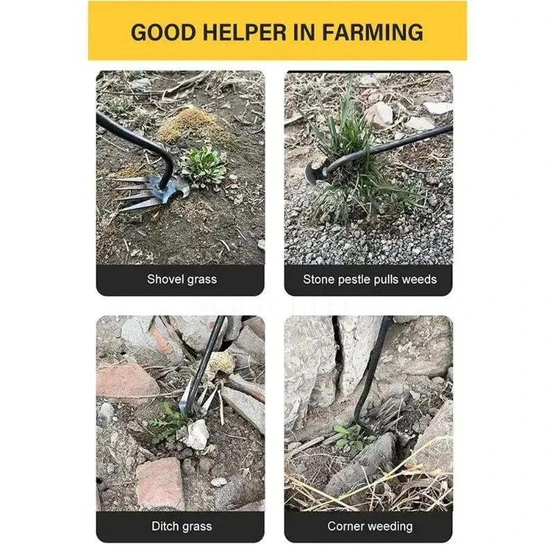 4teeth manganese steel weeder with handle multifunctional uprooting weeding tool durable gardening hand tool for yard plant care