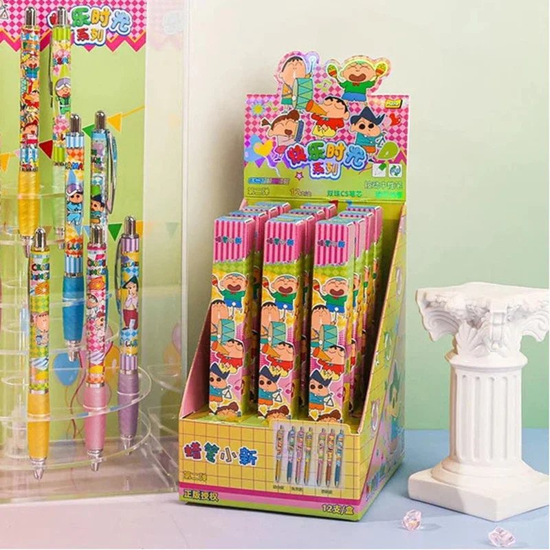 

Набор из 12 новых гелевых ручек Kawaii Crayon Shin-Chan, 0,5 мм, черные, быстросохнущие, для подписи, студенческие канцелярские товары, офисный подарок, оптом