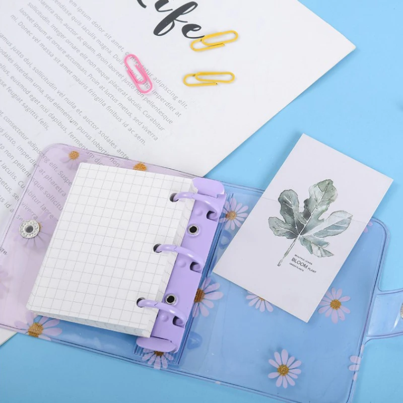 Mini Carpeta de margaritas de 3 agujeros, organizador de notas, cuaderno, diario, carpeta de anillas, suministros escolares Kawaii