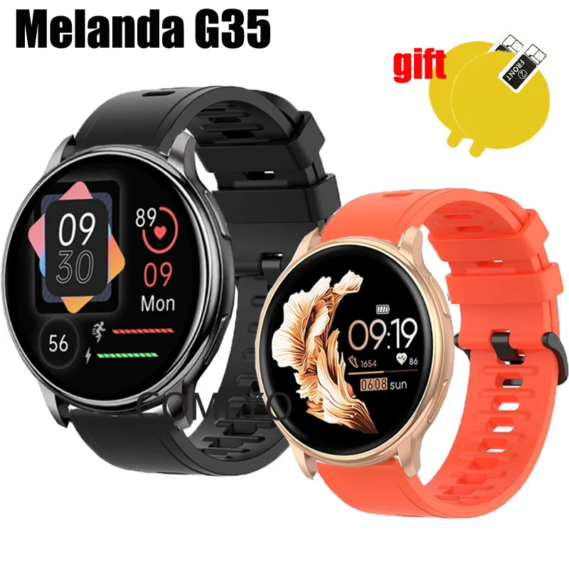 Correa de silicona para reloj inteligente Melanda G35 para hombre y mujer, pulsera deportiva suave, película protectora de pantalla