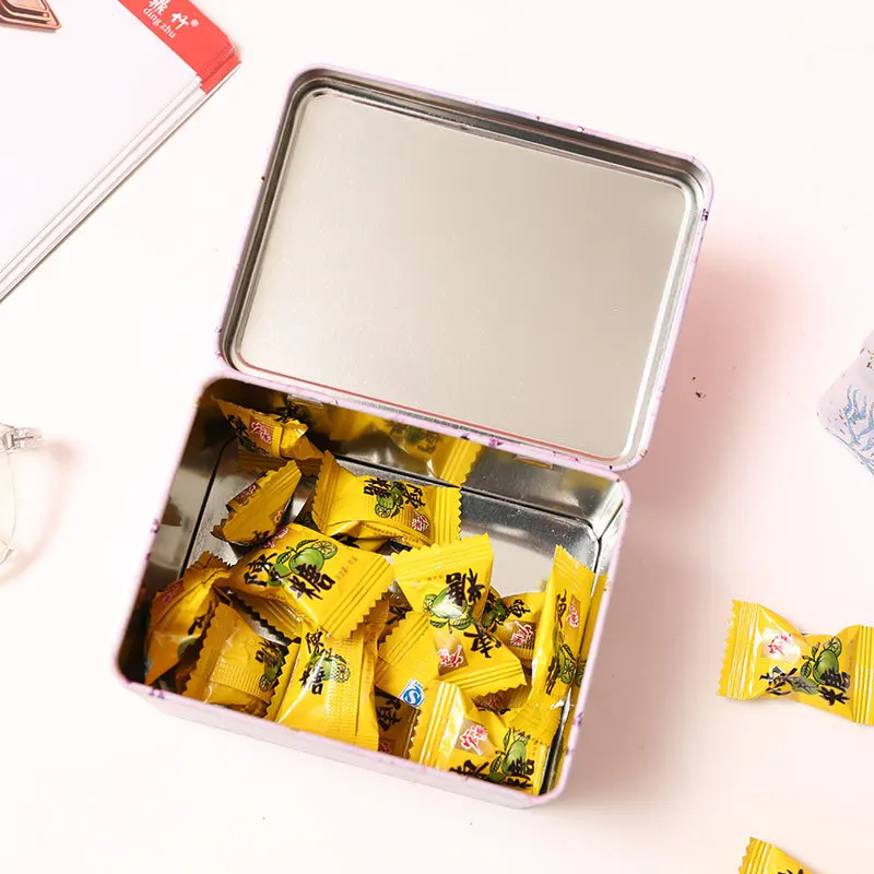 New Cartoon Mermaid Rectangle Biscuits Storage Tin Box With Lid Tea Coffee Organizer Case for Money Coin Candy Jewelry Gift Box