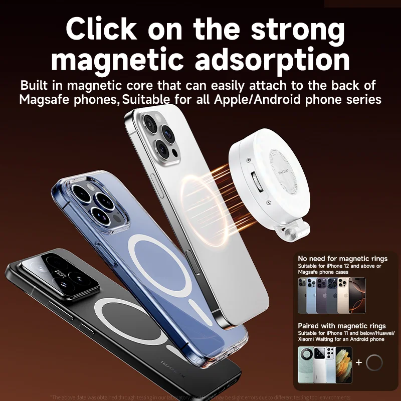Magnetic Selfie Light for iPhone, Adjustable LED Fill Light, Compatible with Smartphone, for Selfies/Photography/TikTok/Video