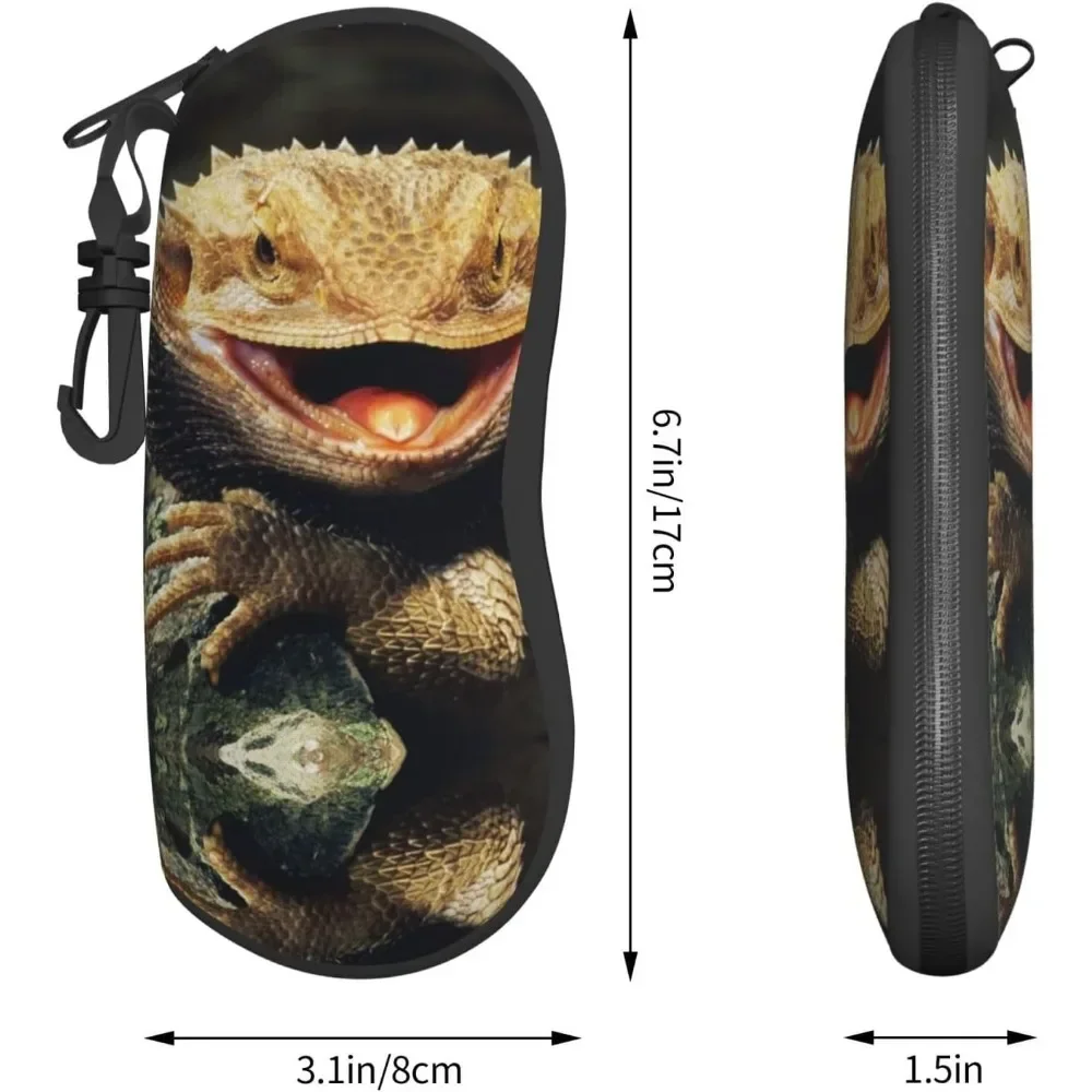 Bearded Dragon Glasses Case Pouch Prints Zipper Soft Eyewear Storage Box Outdoor Travel Portable Anti-Pressure Sunglasses Bag