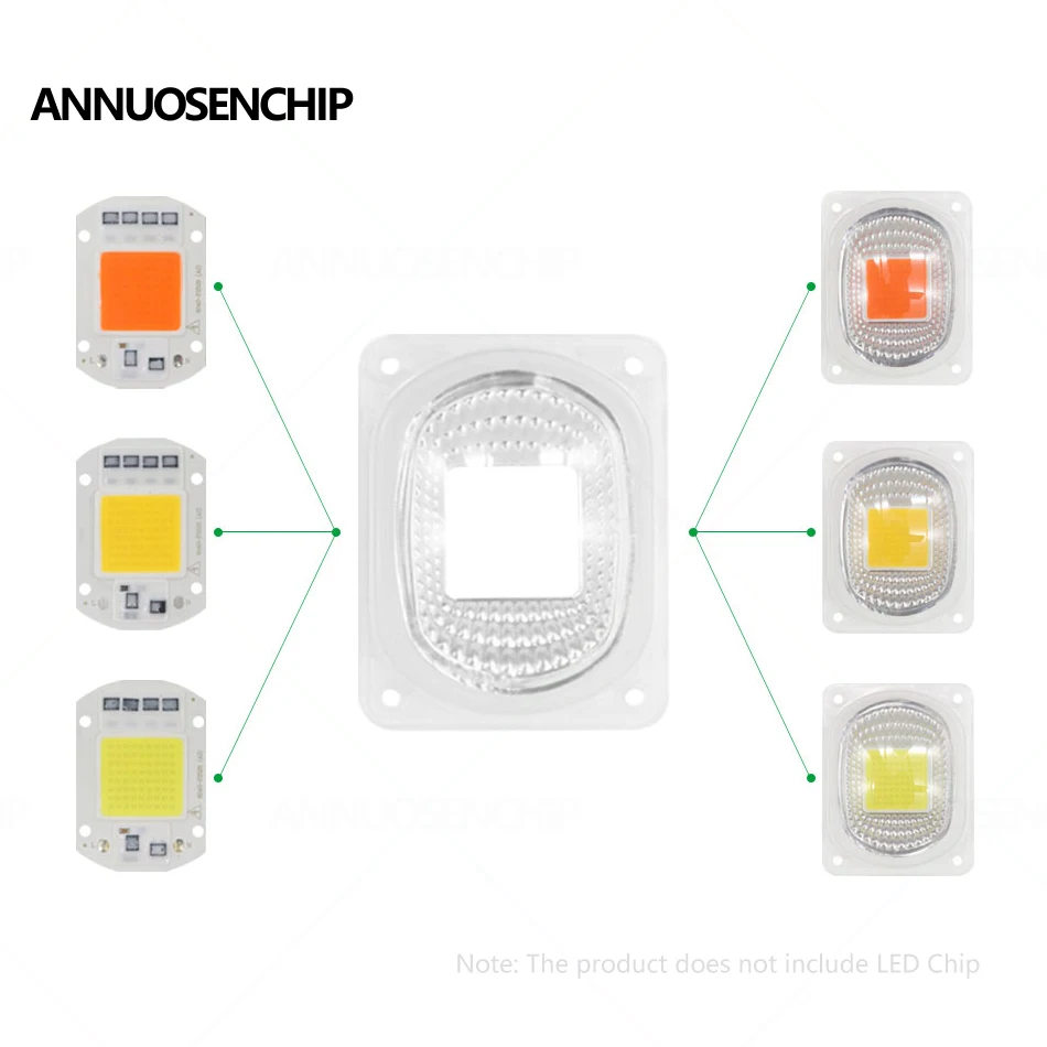 90 120 LED COB Chip PC Lens Reflector Spotlight Cup Waterproof Sealed Silicone Ring Lamp Cover for DIY Plant Growth Floodlight