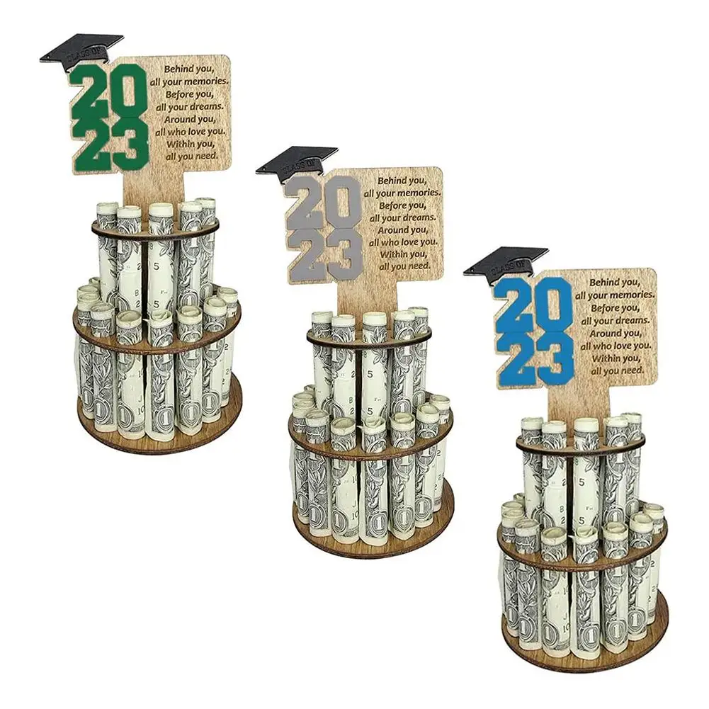 

7.87 Inches 2023 Graduation Money Holder Wood Ornament Double-layer Cash Holders Unique Gifts For Graduation