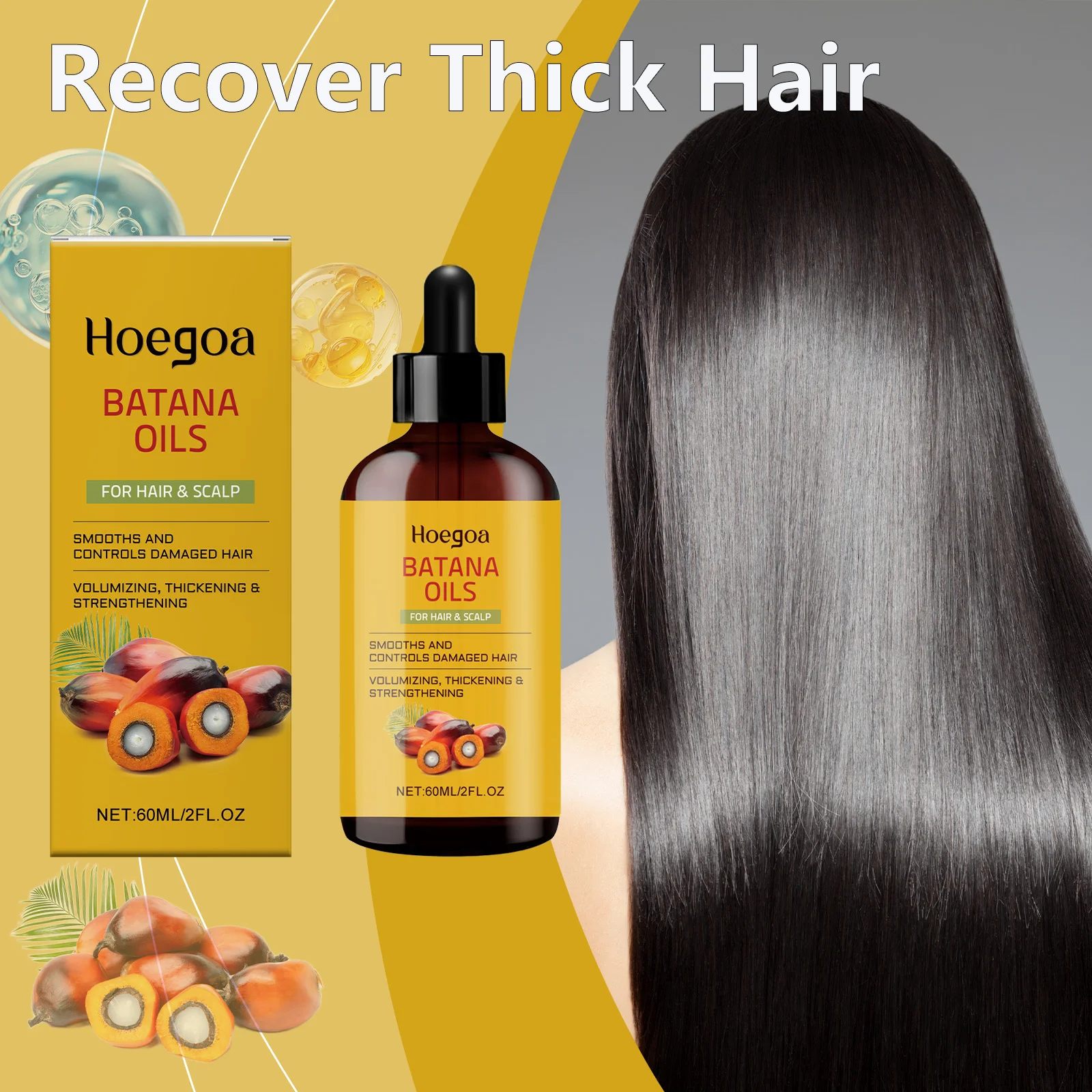 

Natural Organic Batana Hair Care Essence Oil Fast Hair Growth Nourishing Smooth Strengthen Root Scalp Hair Care Essence Oil 60ml