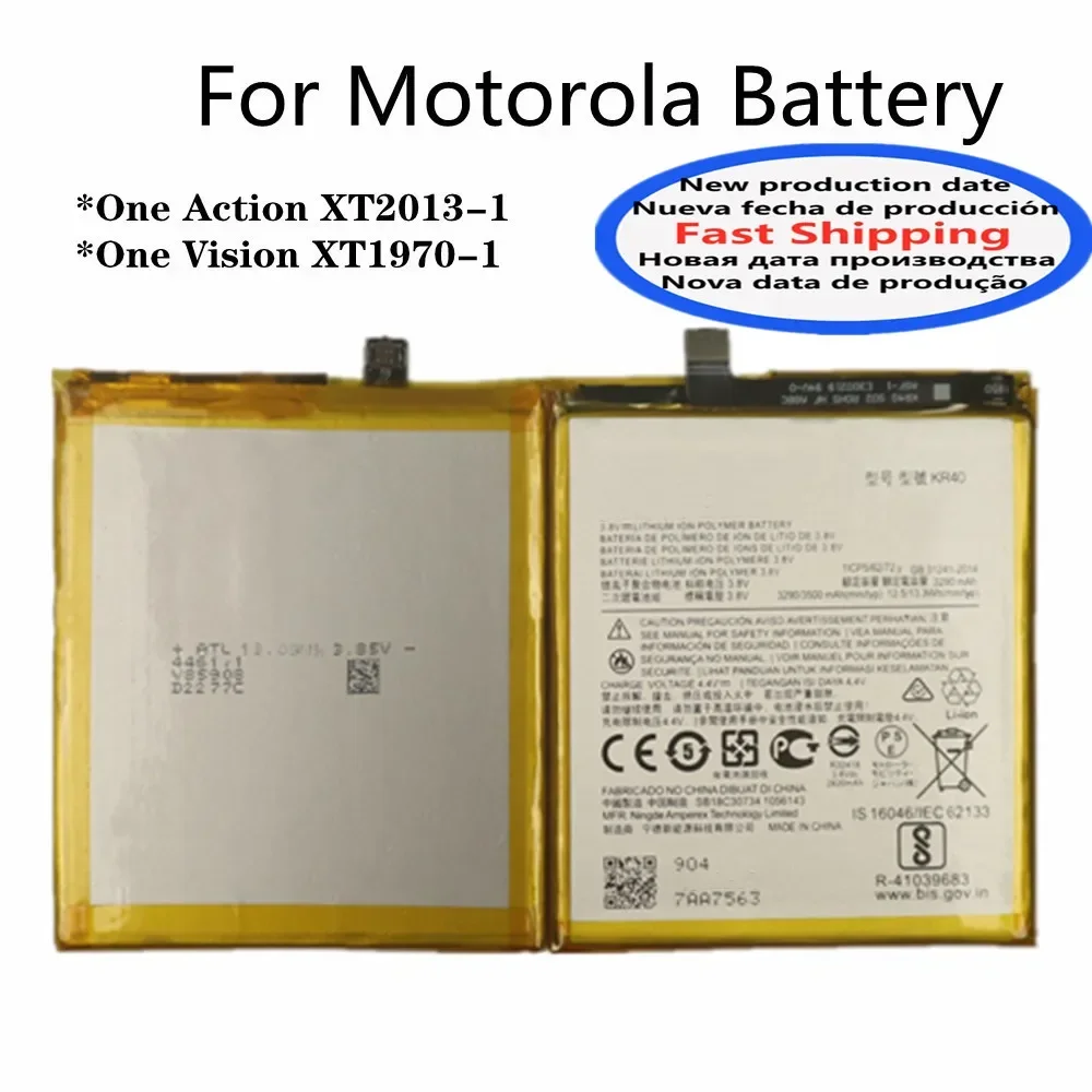 New 3500mAh KR40 Battery For Motorola Moto One Vision XT1970-1 One Action XT2013-1 Phone Bateria Battery Fast Deliver