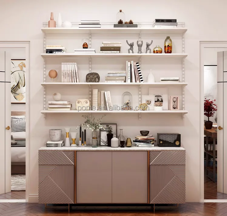 Large 1.8M Wall Mounted Metal Bookshelf Modern Minimalist Design Space-Saving Portable Storage Home Office Workshop Warehouse