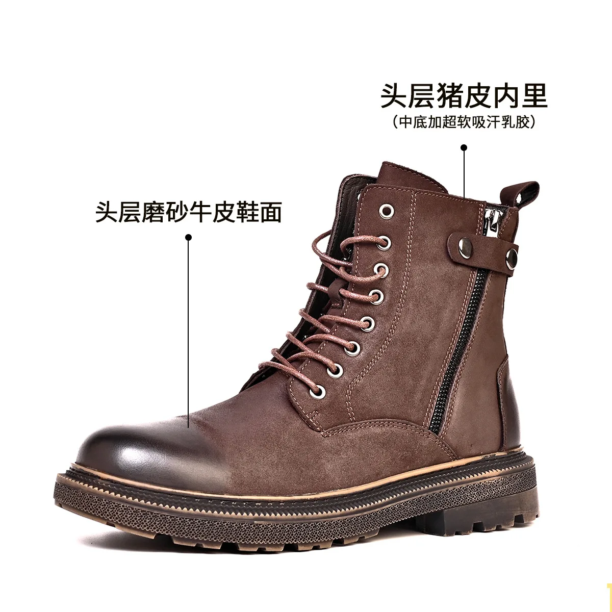 

Genuine Leather Army Shoes Men Combat Ankle Boots Men Cowhide Fashion Chelsea British Retro Cowboy Boots Autumn Winter Mens