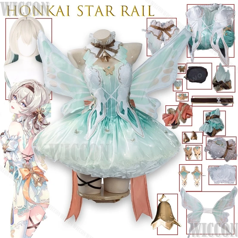

Honkai Star Rail Firefly Elf Princess Cosplay Clothes Game Character Lolita Dress Wing Fantasy Outfit Genshin Impact Halloween