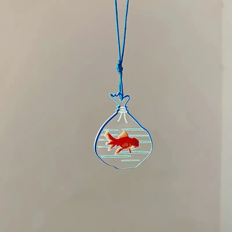 Acrylic Cute Goldfish Drop Earrings for Women Creative Design Full of Lucky Earrings Small Fish Animal Water Bag Hanging Pendant