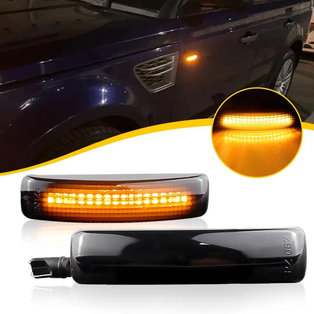 

2 шт. для Land Rover LR2 (L359) 2008-2015 LR3 (L319) 2005-2009 Автомобильный светодиодный боковой без динамического дымчатого габаритного фонаря указателя поворота