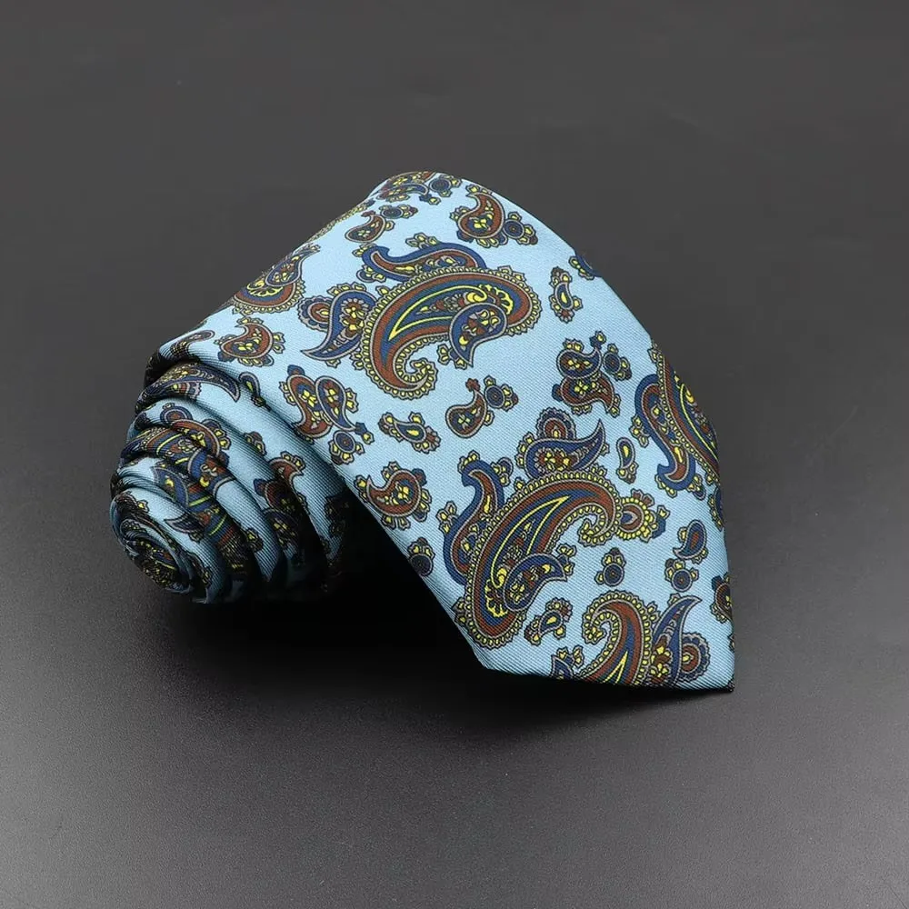 Men\'s Fashion Silk Tie 7.5cm Soft Novelty Necktie Blue Green Orange Color Ties For Men Dot Floral Bowtie Wedding Business Gift