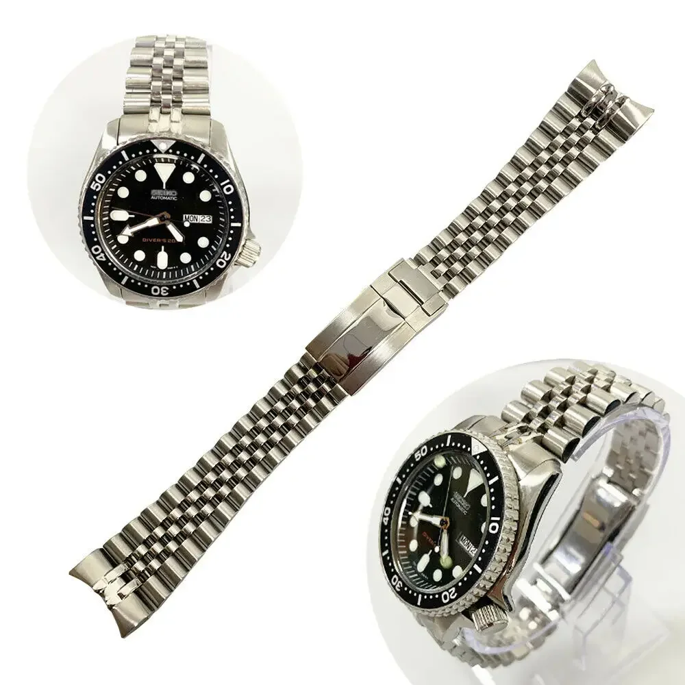 

CARLYWET 22mm 316L Steel Solid Curved End Screw Links With Oyster Clasp Jubilee Bracelet Watch Band Strap For Seiko SKX007