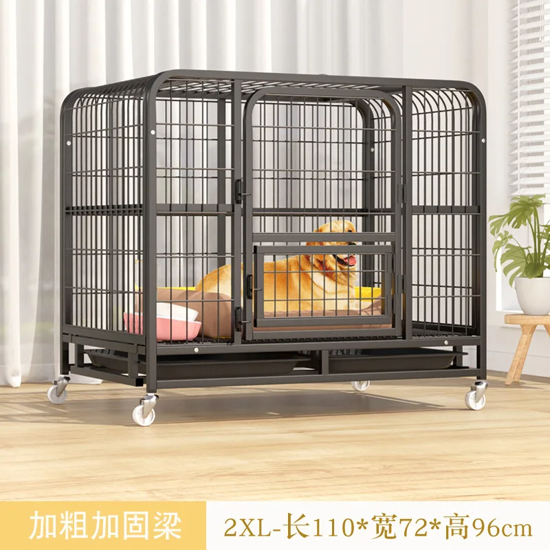 White/Black XL-Single Beam 110 * 72 * 95 Square Tube Cage Pet Cage with Toilet Iron Cage Kennel