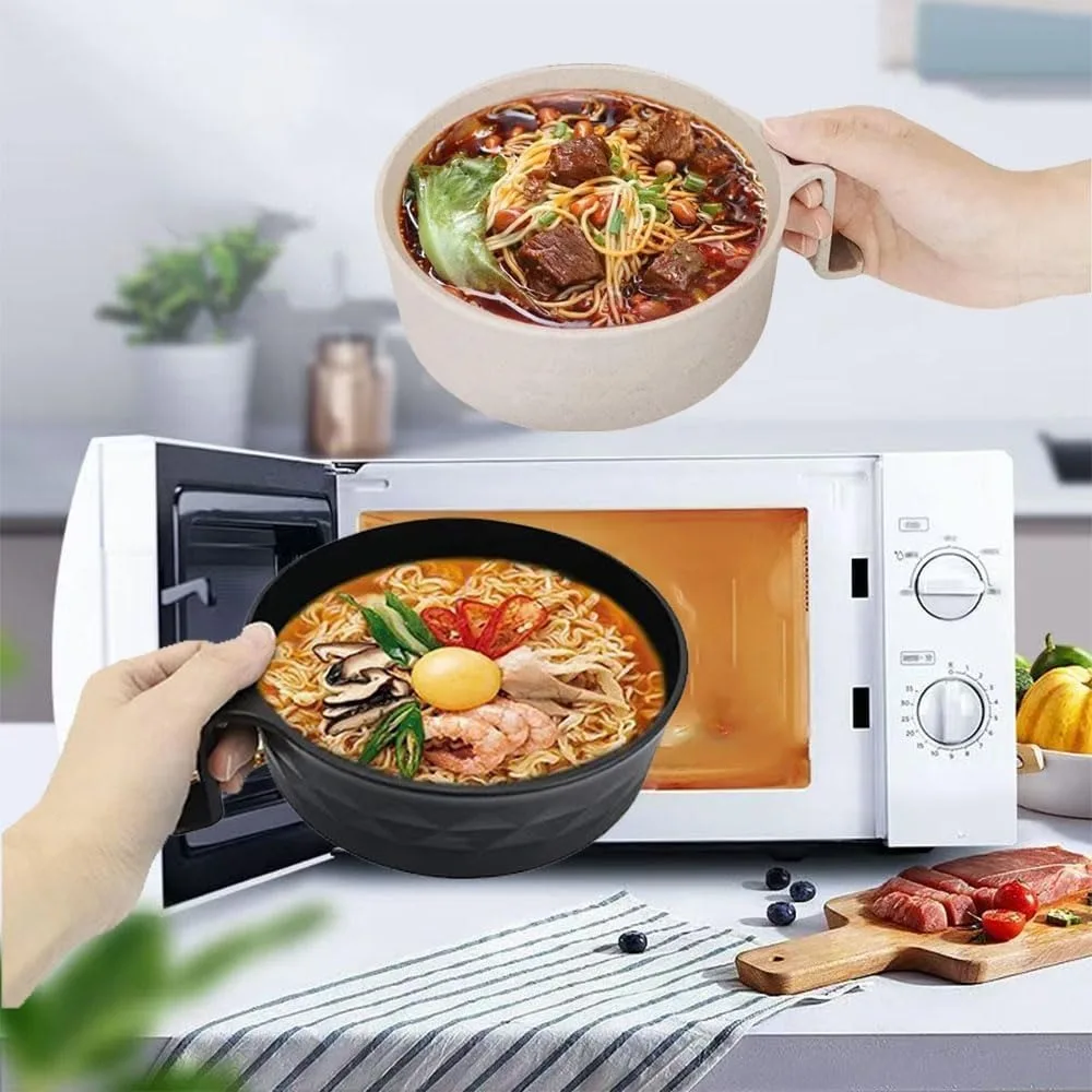 وعاء رامين للميكروويف من ألياف القمح وعاء المعكرونة الفورية وعاء المعكرونة مع حامل هاتف طباخ رامين المحمول مجموعة أطباق رامين #5
