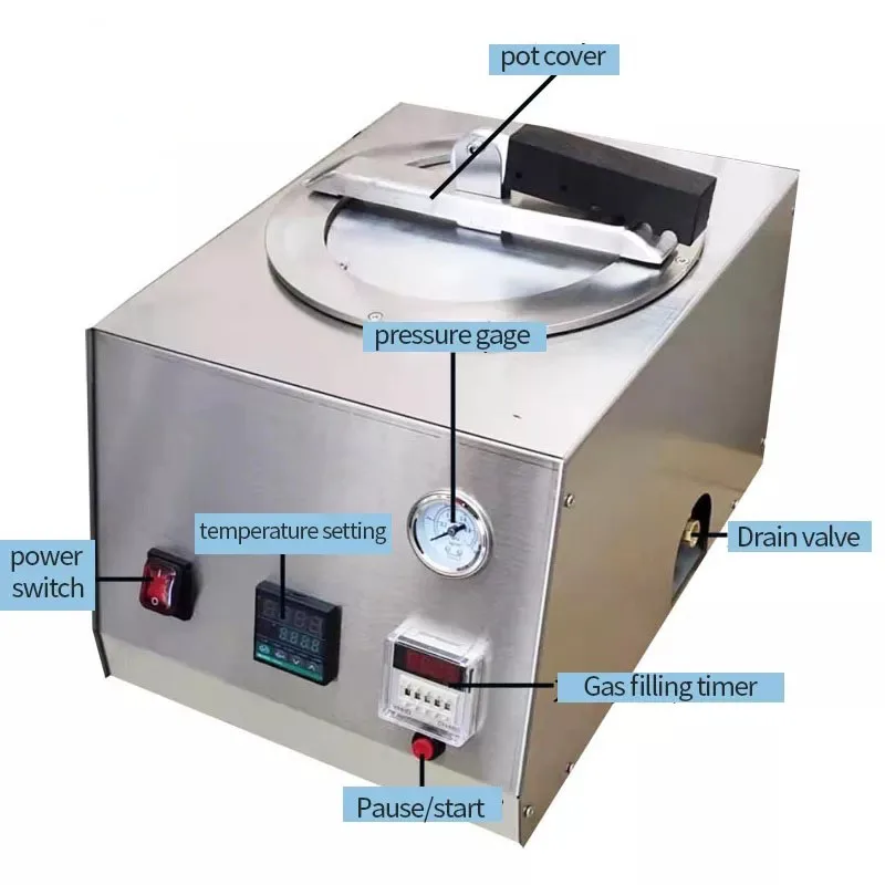 Dental Lab High Pressure Backflush Pot Debubbling Chamber for Acrylic Resin and Silicone Molds