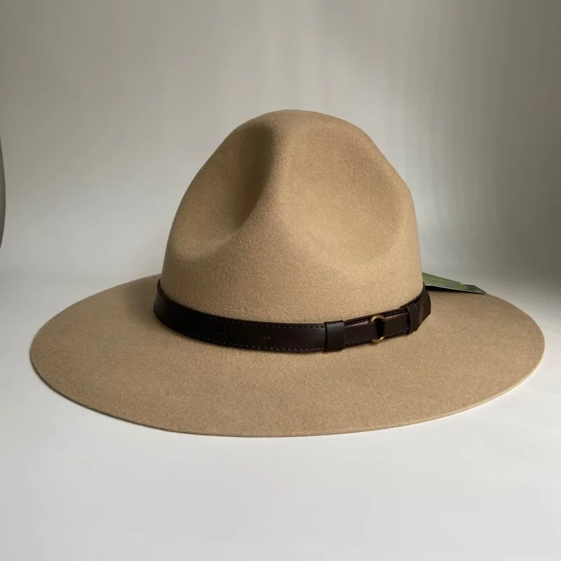 Premium 100%Wool Canadian Mountie Hat RCMP Drill Sergeant Military Campaign Costume Hats Hard Felt Cap Woolen Chapeau